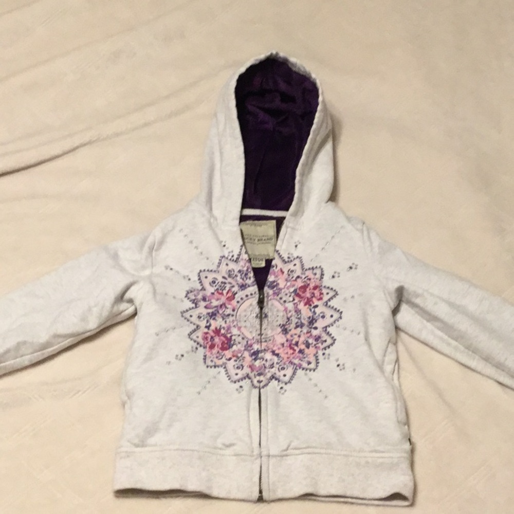 Kids girls hooded zip up sweater.  Lucky brand
